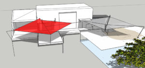 Skizze Sonnensegel Innenarchitektur: Beschattungssystem fuer den Garten